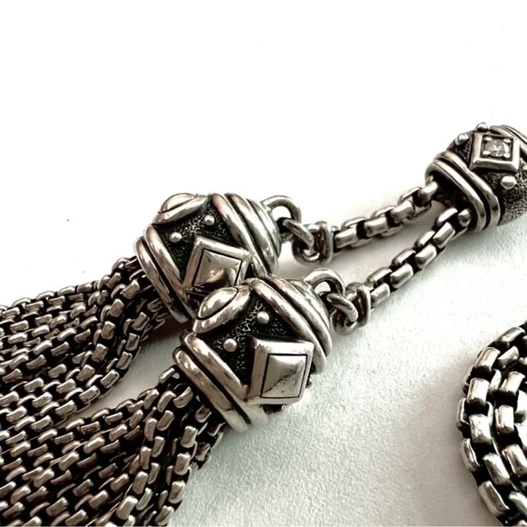 David Yurman Renaissance tassle diamonds adjustable 40 inch box chain necklace